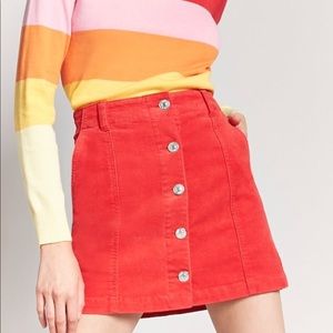F21 Red Corduroy Skirt
